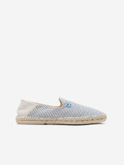 Vista lateral de las alpargatas para hombre Benicasim Vigore de MYBARKS, un calzado artesanal hecho en España con diseño mediterráneo. Su silueta estilizada y suela de yute natural ofrecen comodidad y elegancia.